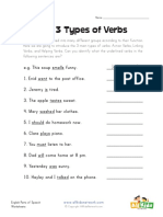 3 Types of Verbs Worksheet
