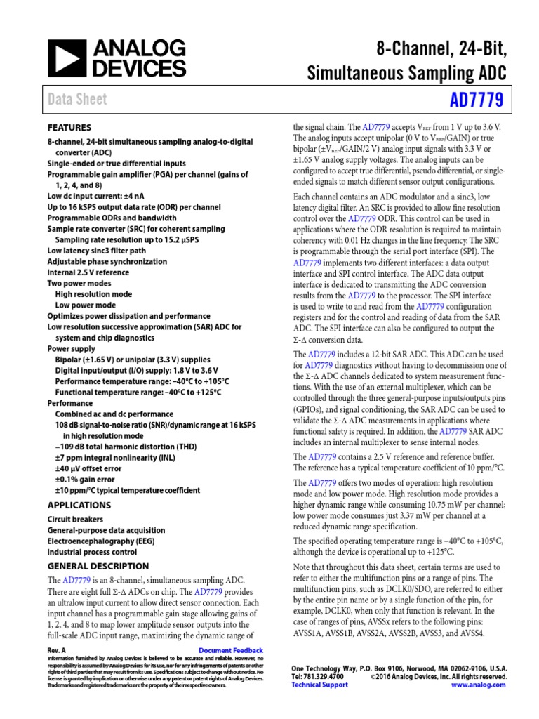 AD7779 | PDF | Analog To Digital Converter | Sampling (Signal Processing)