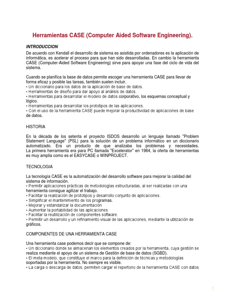 Herramientas CASE (Computer Aided Software Engineering) . | PDF ...