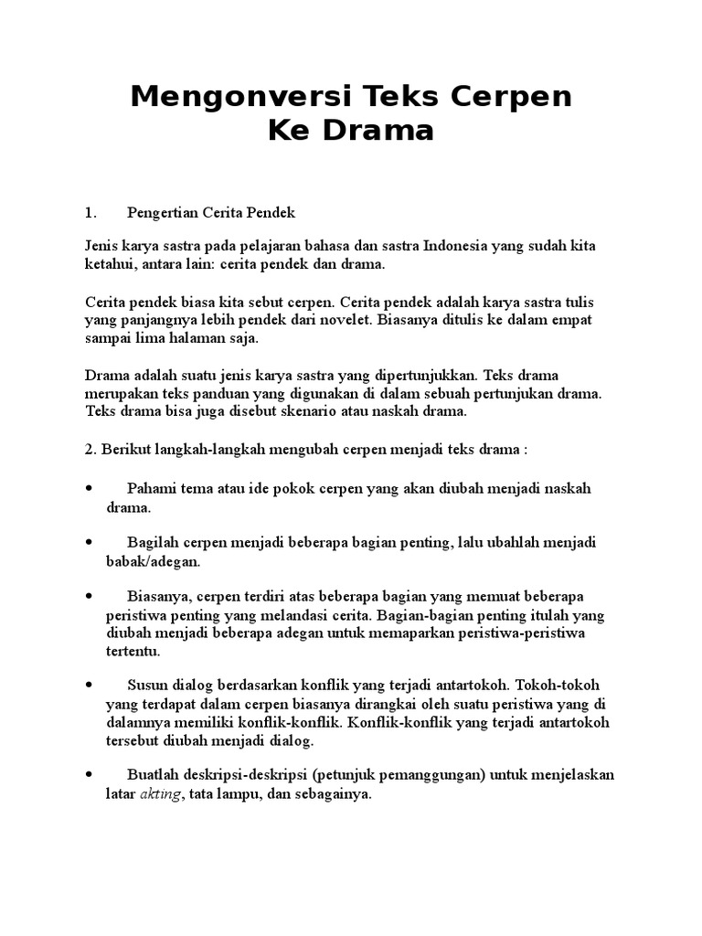 Cara Membuat Cerpen Menjadi Teks Drama Lukisan