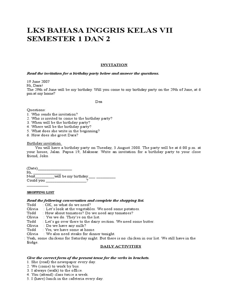 Lks Bahasa Inggris Kelas Vii Semester 1 Dan 2 Adverb Preposition And Postposition