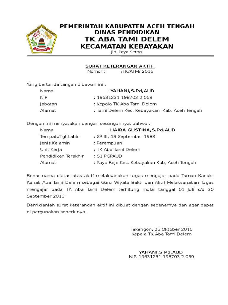Surat Aktif