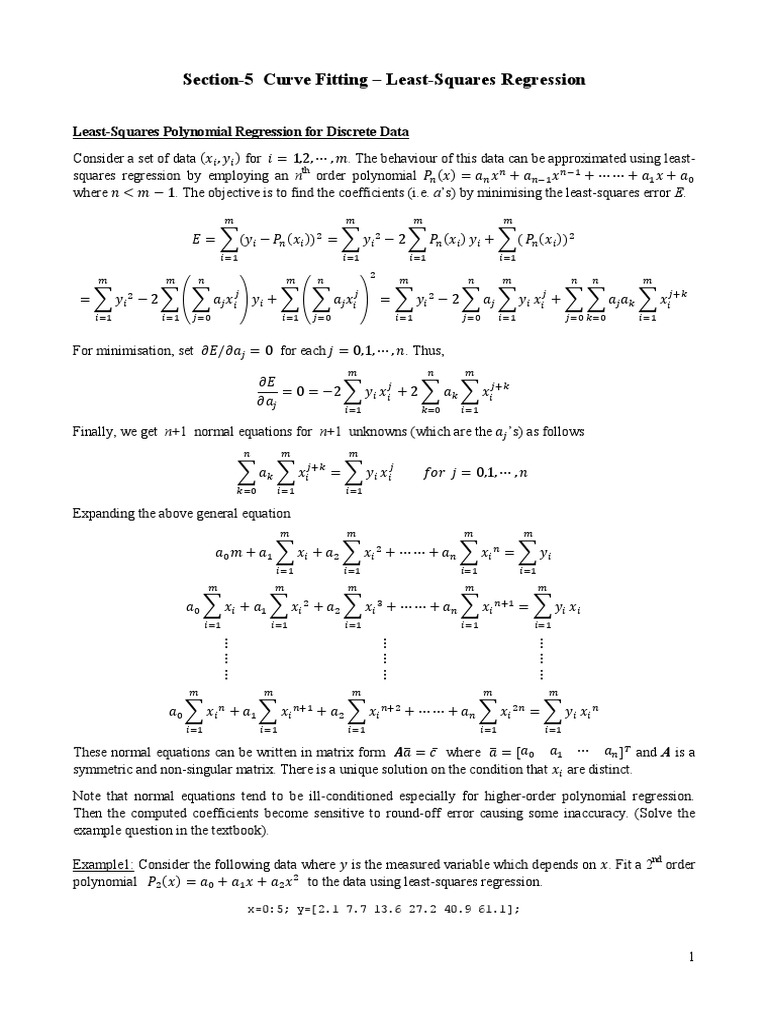 Fitted Least Squares Polynomial Regression | PDF | Least Squares ...