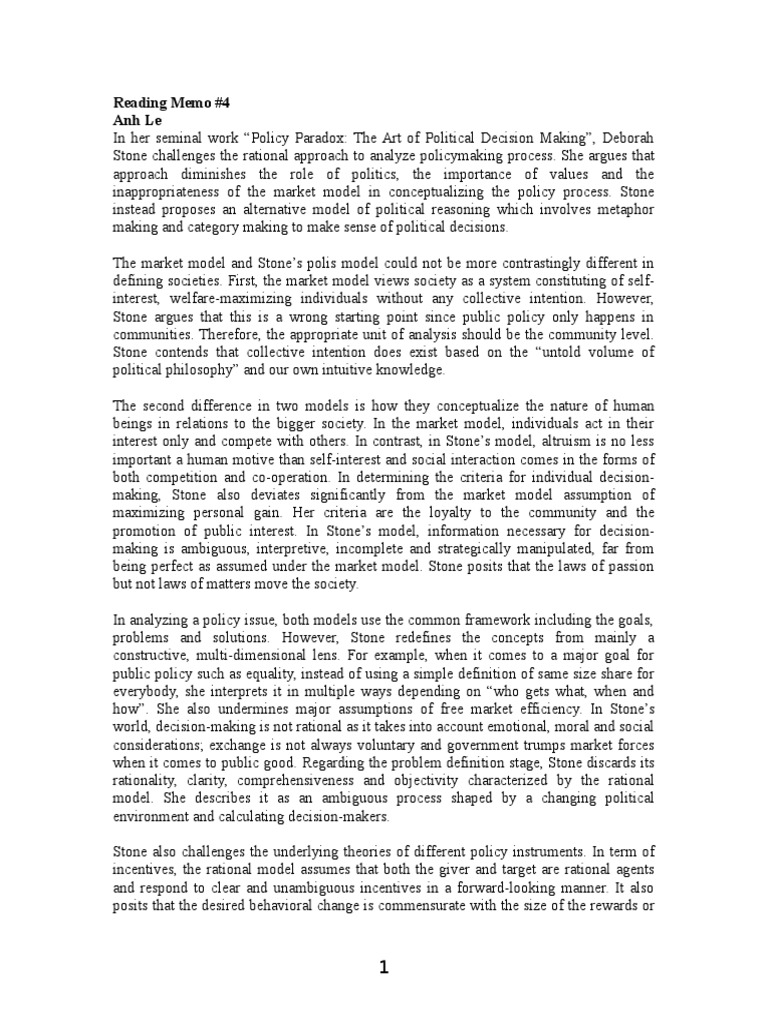 Reading Memo Rationality Incentive