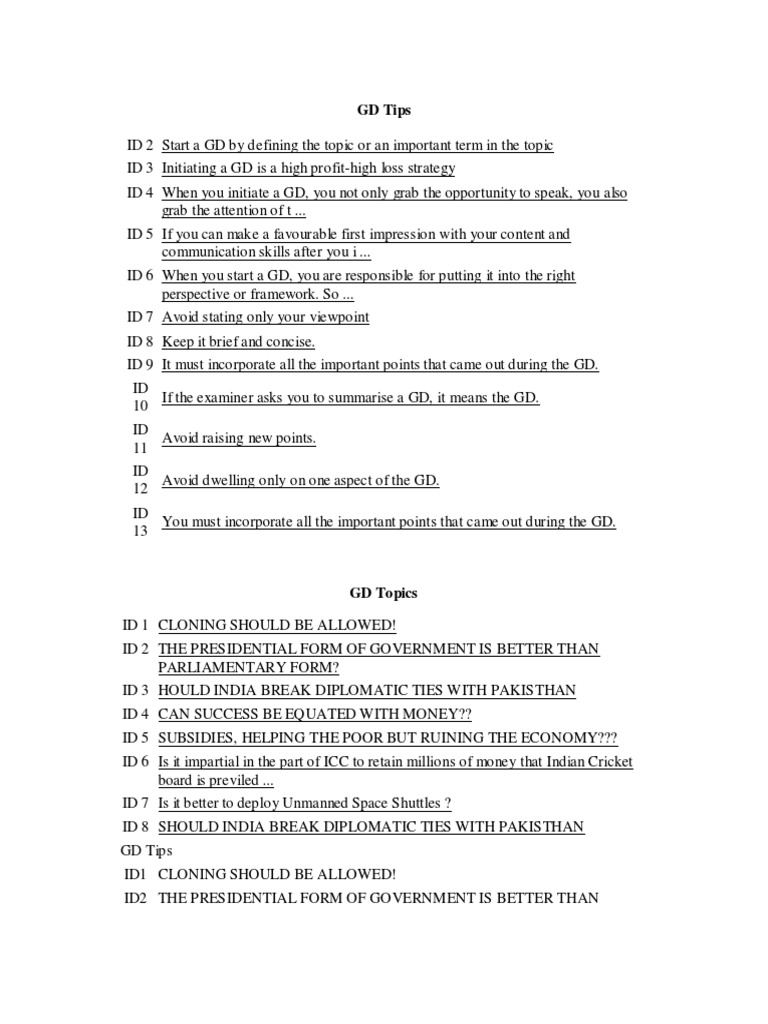 Essential Tips for Group Discussions | PDF