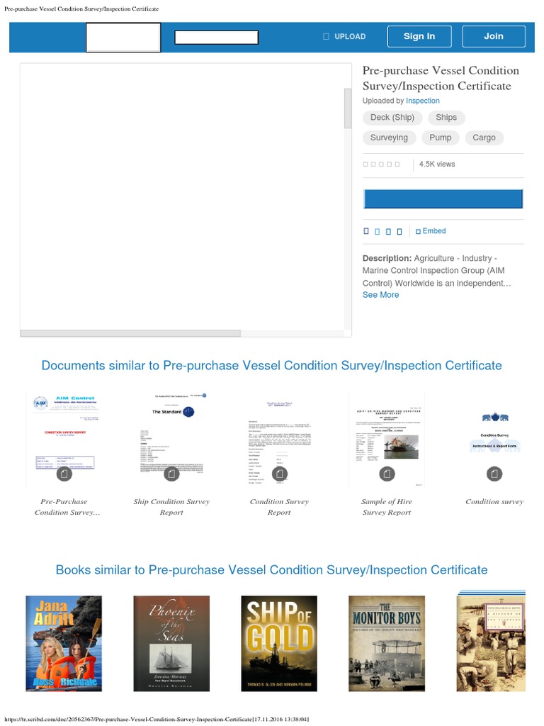 Pre-Purchase Vessel Condition SurveyInspection Certificate | PDF | Pump ...