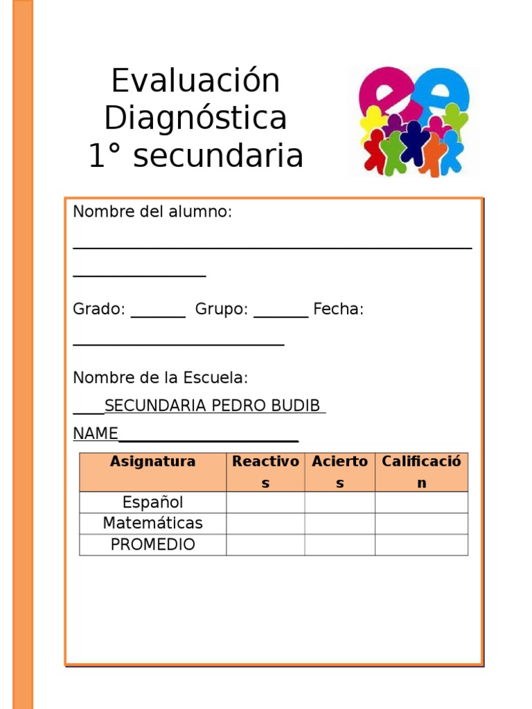 EXAMEN DIAGNOSTICO 1 secundaria° | Autor | Idiomas | Free 30-day Trial