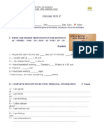 Test 3° A Prepositions 2016