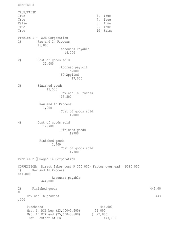 Cost Accounting Chapter 5 | PDF | Cost Of Goods Sold | Cost