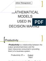 Mathematical Models Used in Decision Makng: Operations Management