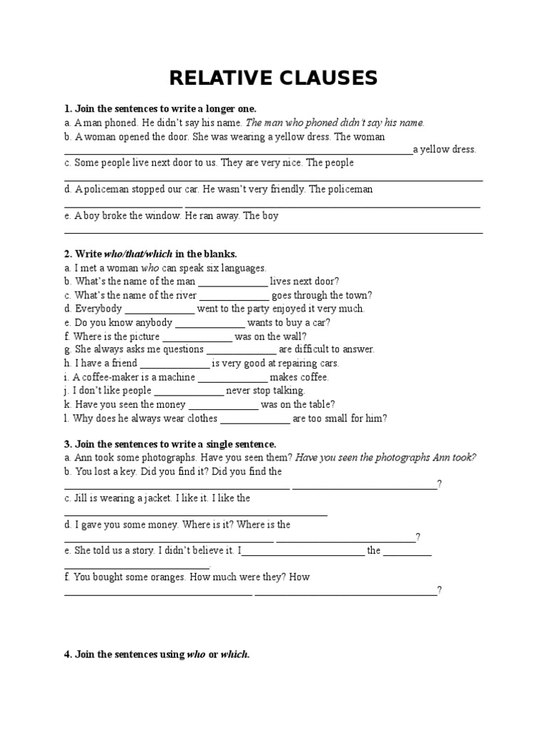 KD 2 Relative Clause Exercises | PDF | Leisure