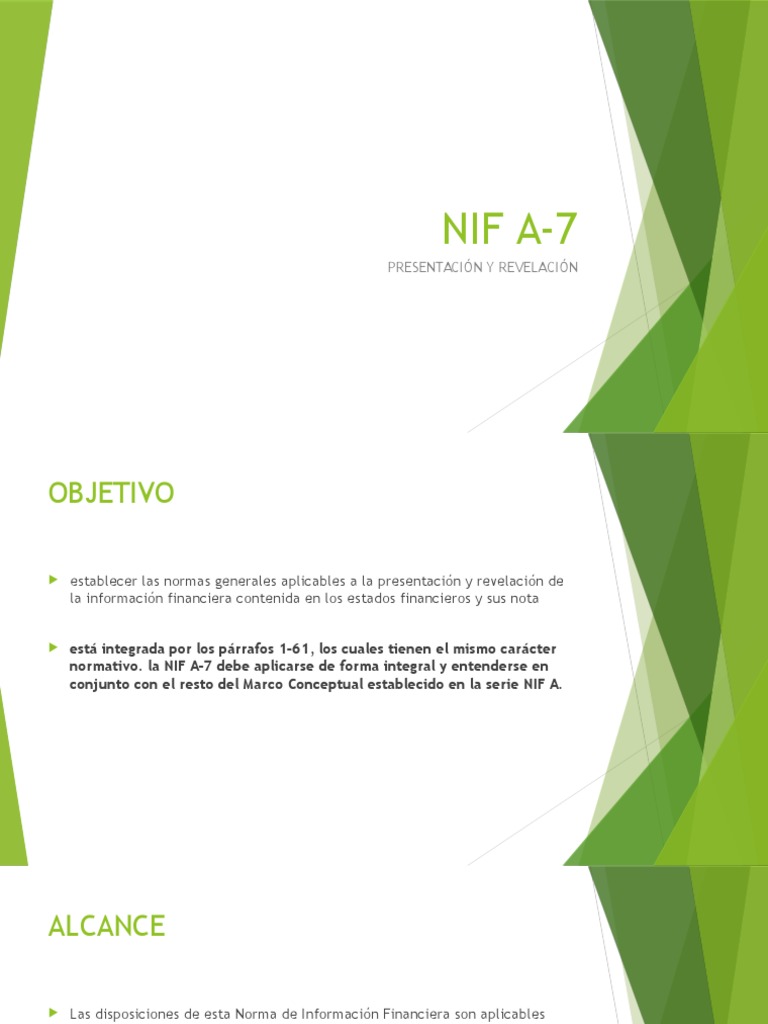 NIF A7 Depreciación Estado financiero