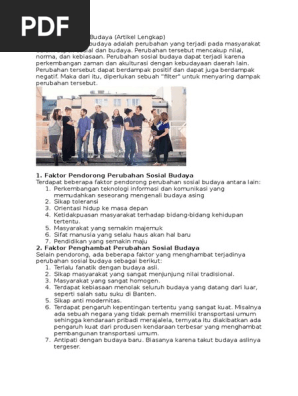 Perubahan Sosial Budaya Ips