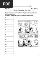 Linear Functions Unit Test