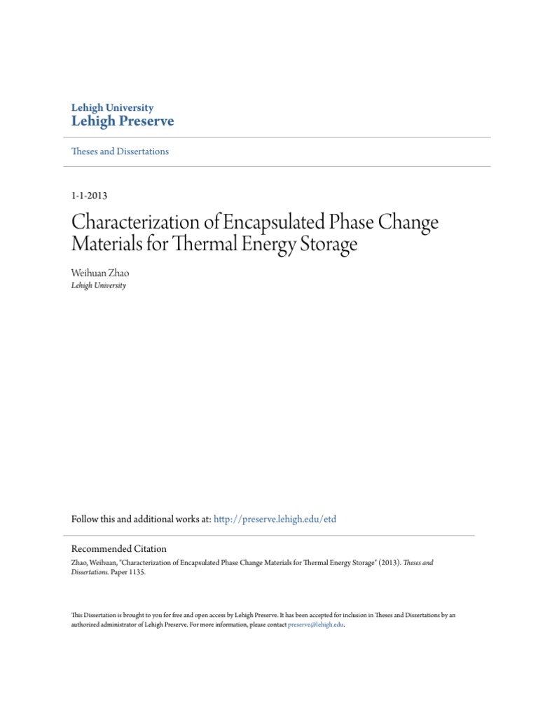 Characterization of Encapsulated Phase Change Materials For Therm | PDF ...