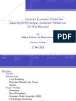 Model Matematika Economic Production Quantity (EPQ) Dengan Backorder Partial Dan All Unit Discount