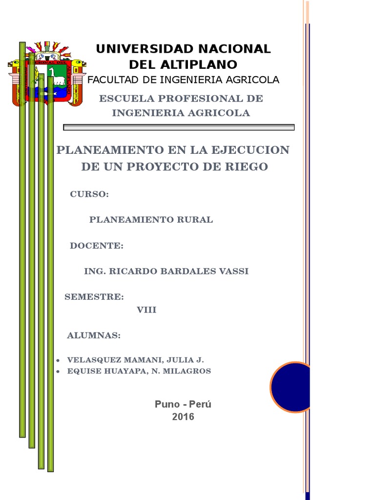Plan de Trabajo para Proyecto de Riego | PDF | Tubería (transporte de ...