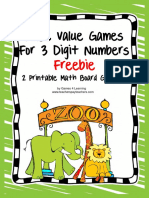 Place Value Games For 3 Digit Numbers: Freebie