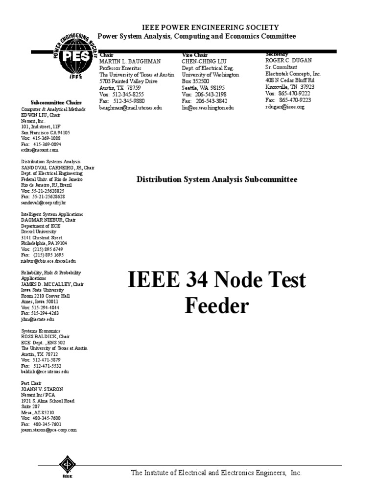 IEEE 34 Node Test Feede | PDF | Watt | Institute Of Electrical And ...