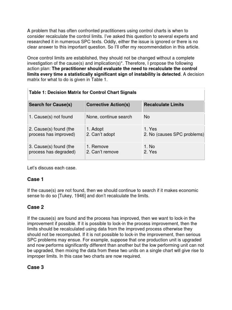 Recalculate Control Limits | PDF | Science | Computing And Information ...