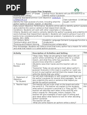 reading lesson plan
