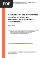 Nora Gluz (2009) - Las Luchas de Los Movimientos Sociales en El Campo Educativo. Autonomia Vs Est PDF