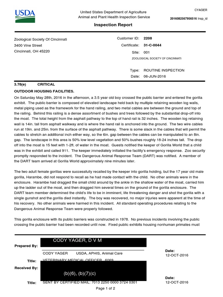 June USDA Inspection | PDF