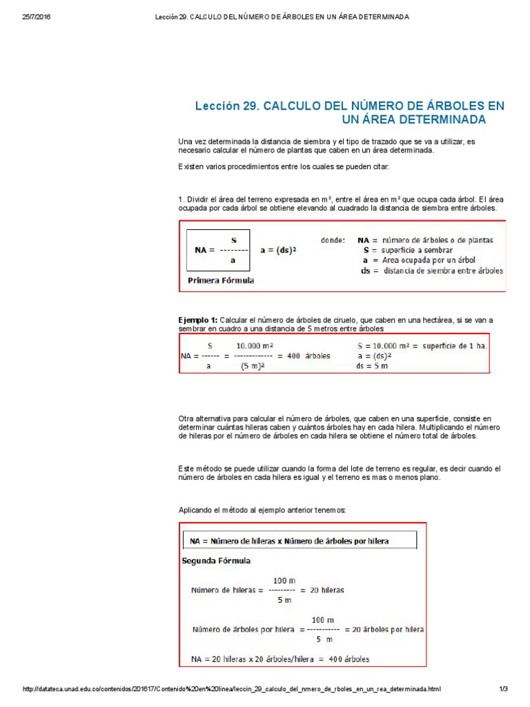 Lección 29 Calculo de El Numero de Arboles Por Ha | PDF | Siembra |  Triángulo