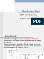 Shear Design of Beams: CE 470 - Steel Design Class By, Amit H. Varma