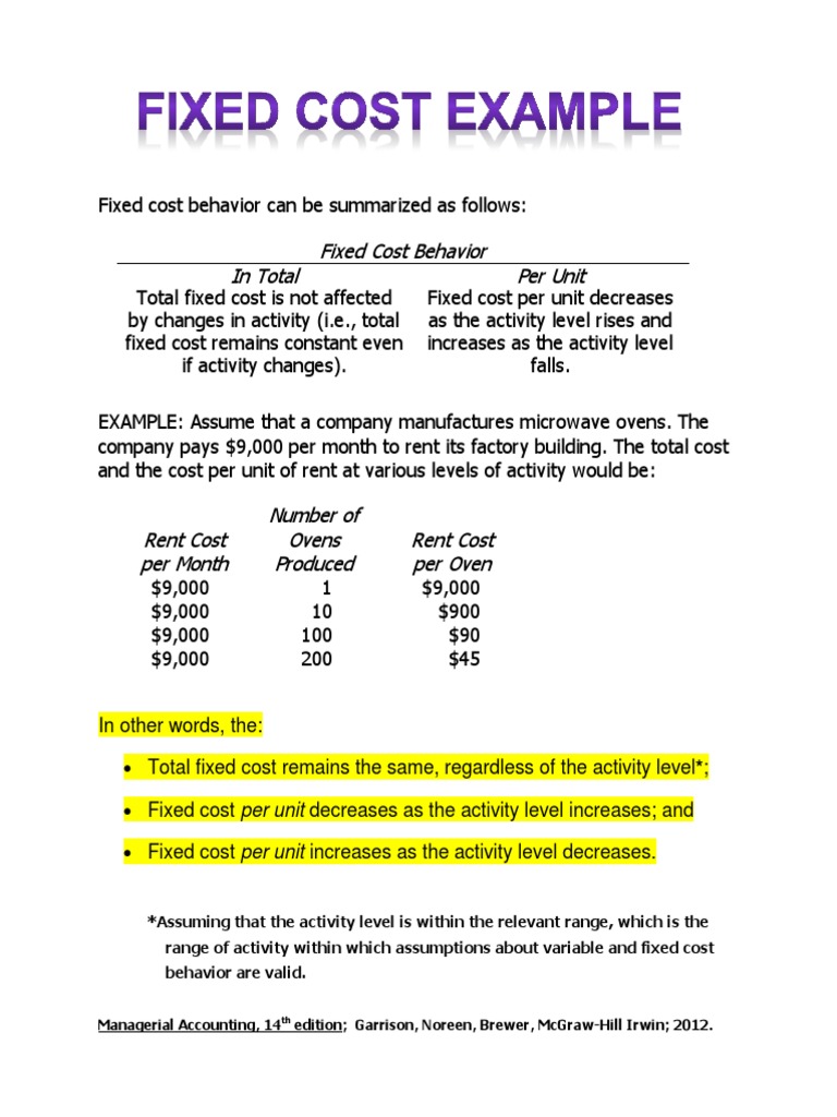 Fixed Cost Example PDF