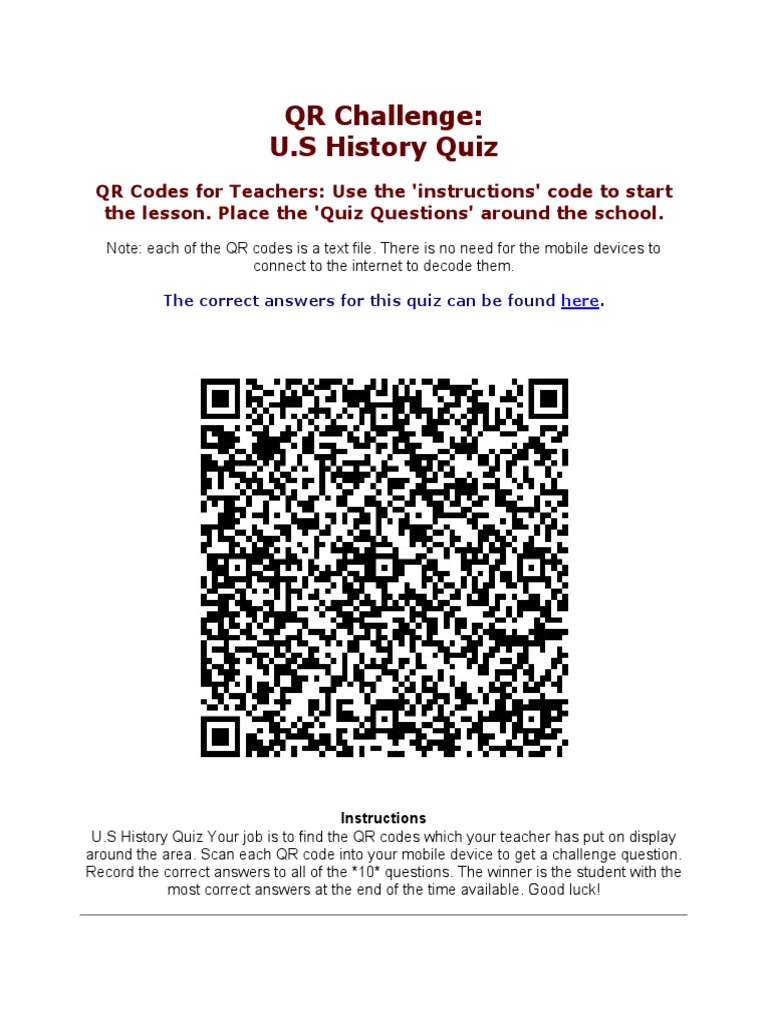 Qr code quiz pdf