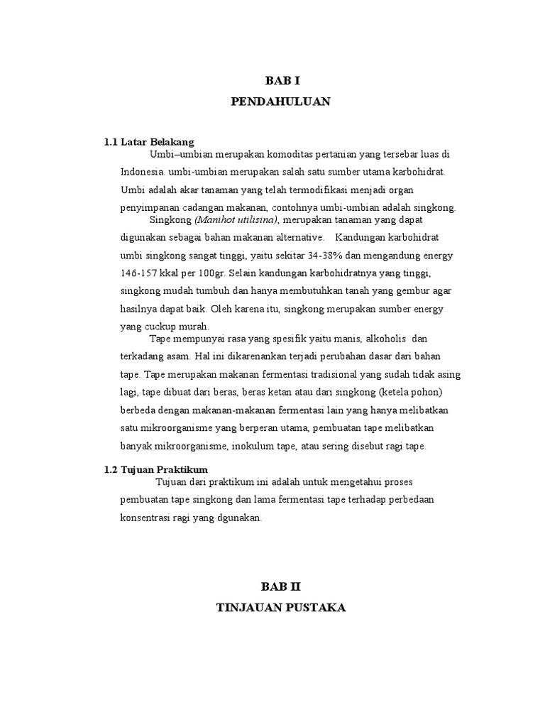 Laporan Hasil Pembuatan Tape Singkong Seputar Laporan