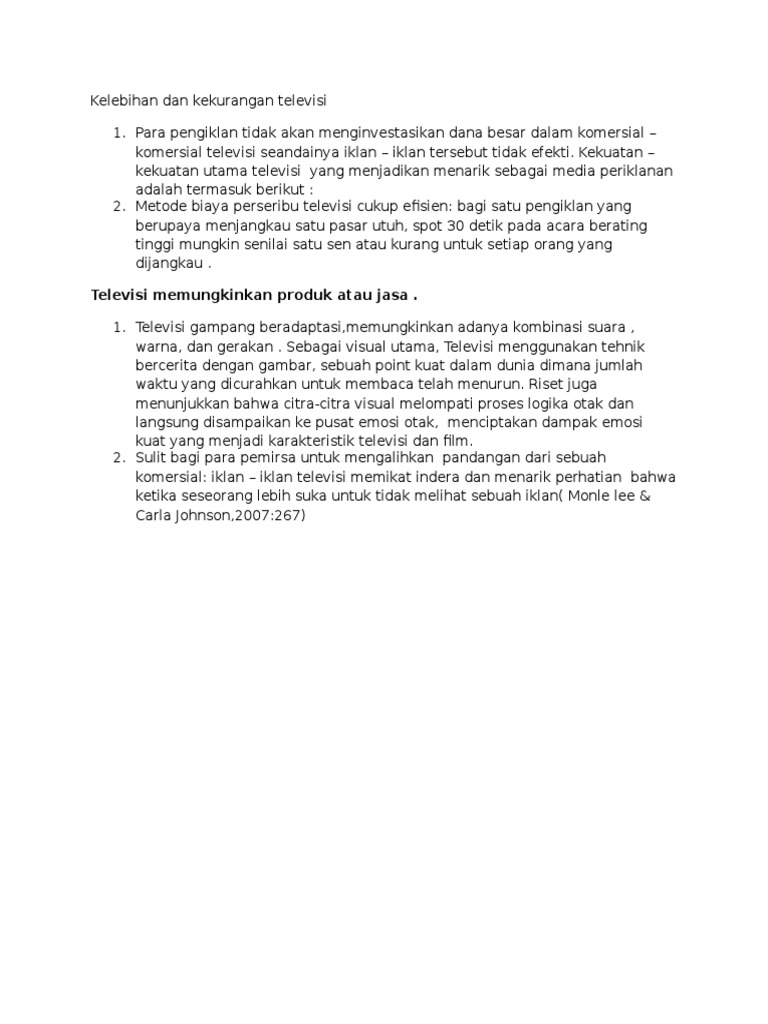 Kelebihan Dan Kekurangan Televisi Pdf