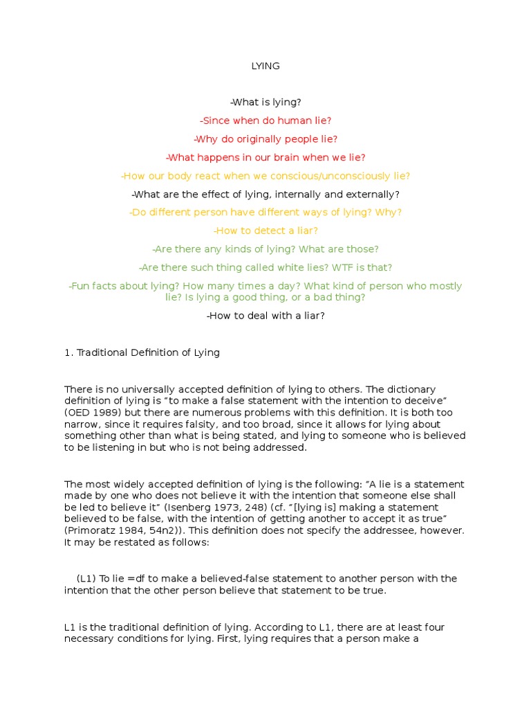 Lying | PDF | Lie | Deception