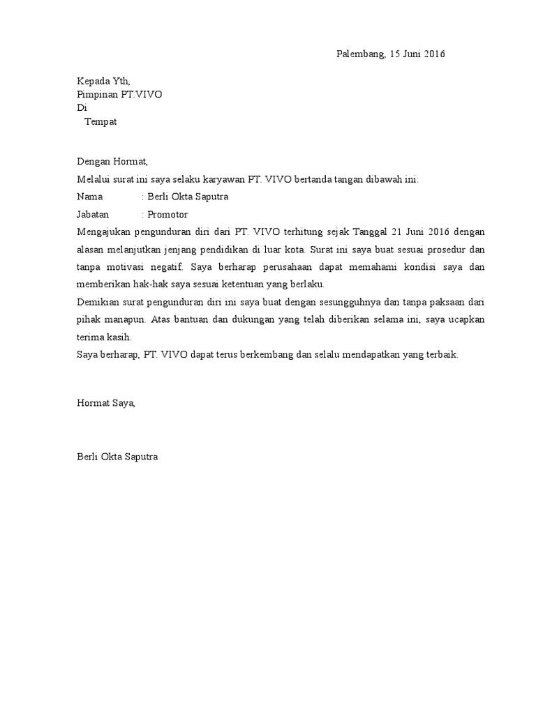 Download 78+ Contoh Surat Resign Kerja Gratis Terbaru