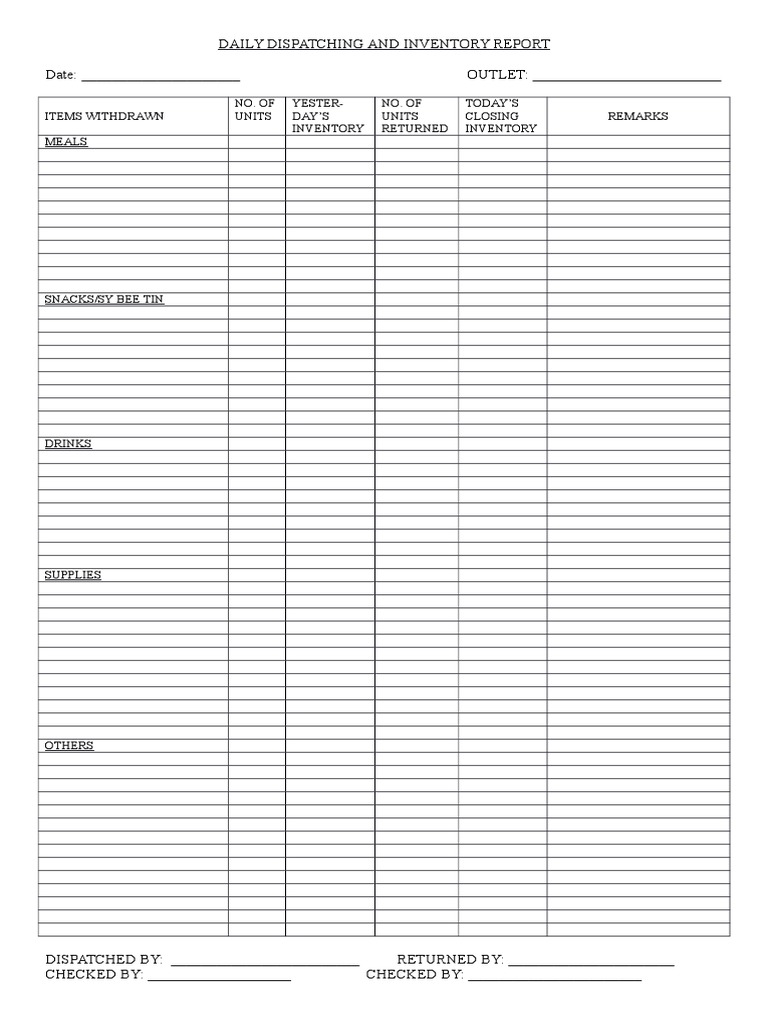 Daily Dispatching and Inventory Report | PDF | Finance & Money ...