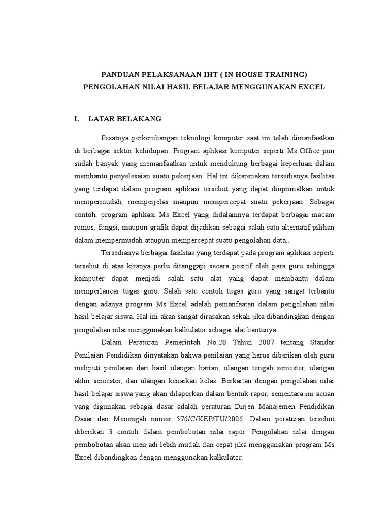 IHT Pengolahan Nilai dengan Excel | PDF | Karier & Perkembangan