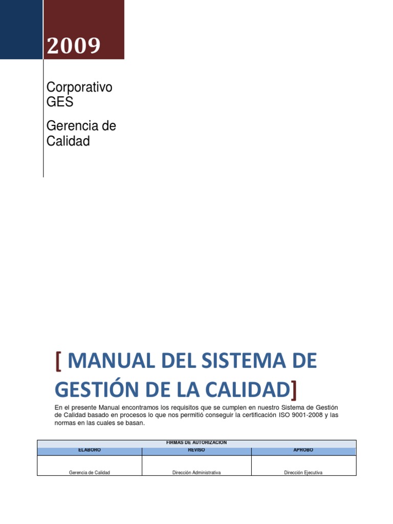 Manual del Sistema de Gestión de Calidad | PDF | Gestión de la calidad ...