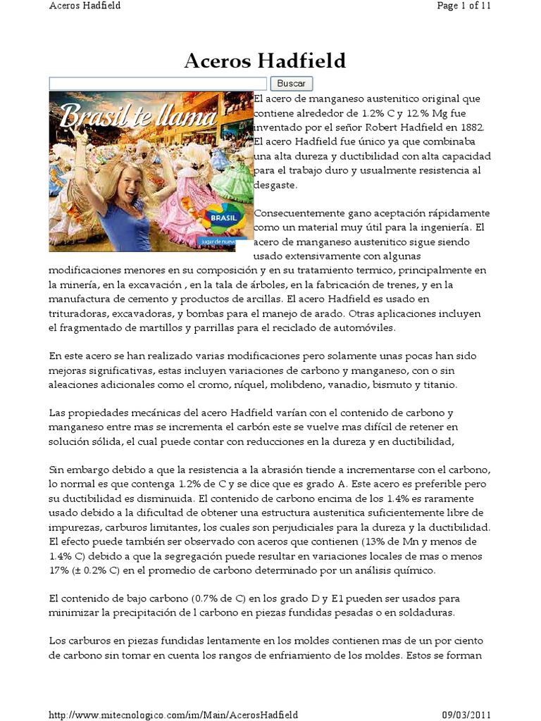 Propiedades del Acero Hadfield | PDF | Soldadura | Construcción