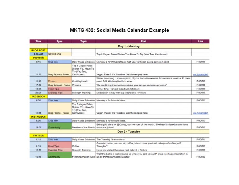 Planning Your Social Media Presence: A Sample Calendar for Engaging ...