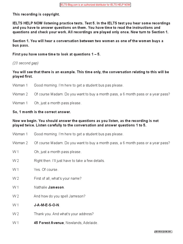 Listening Script 5 PDF | PDF | Traffic | Fish
