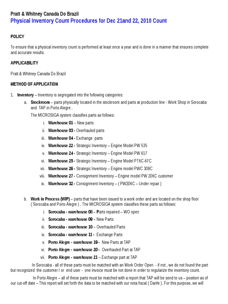 Physical Inventory Count ProceduresDec 21 and 22.2011 Audit Inventory