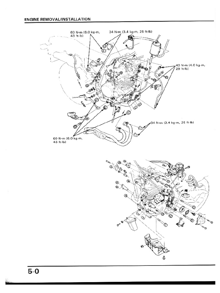 Nx650 E Section 5 Engine Removal Installation | PDF