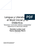 Lengua y Literatura en El Nivel Inicial y Su Didáctica
