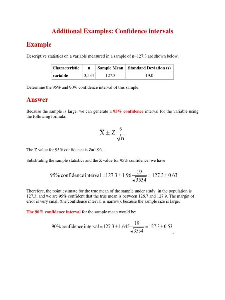 Confidence Intervals for Sample Mean | PDF | Teaching Methods & Materials