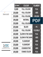 Price List Filament Xprinter3d