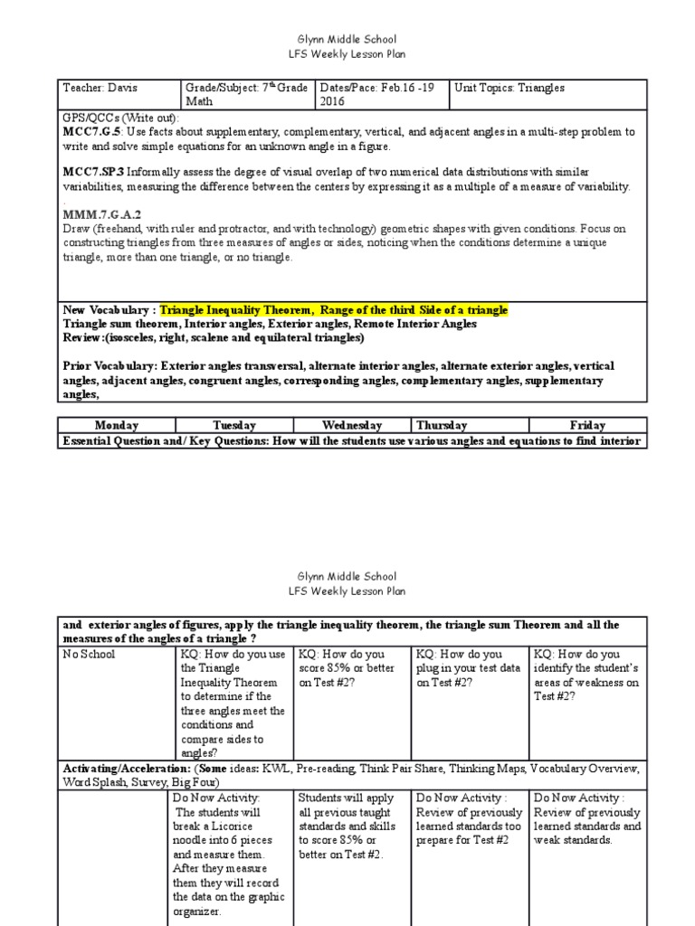 7th Grade Math: Triangle Concepts | PDF | Triangle | Homework