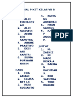 Jadwal Piket Kelas Vii B