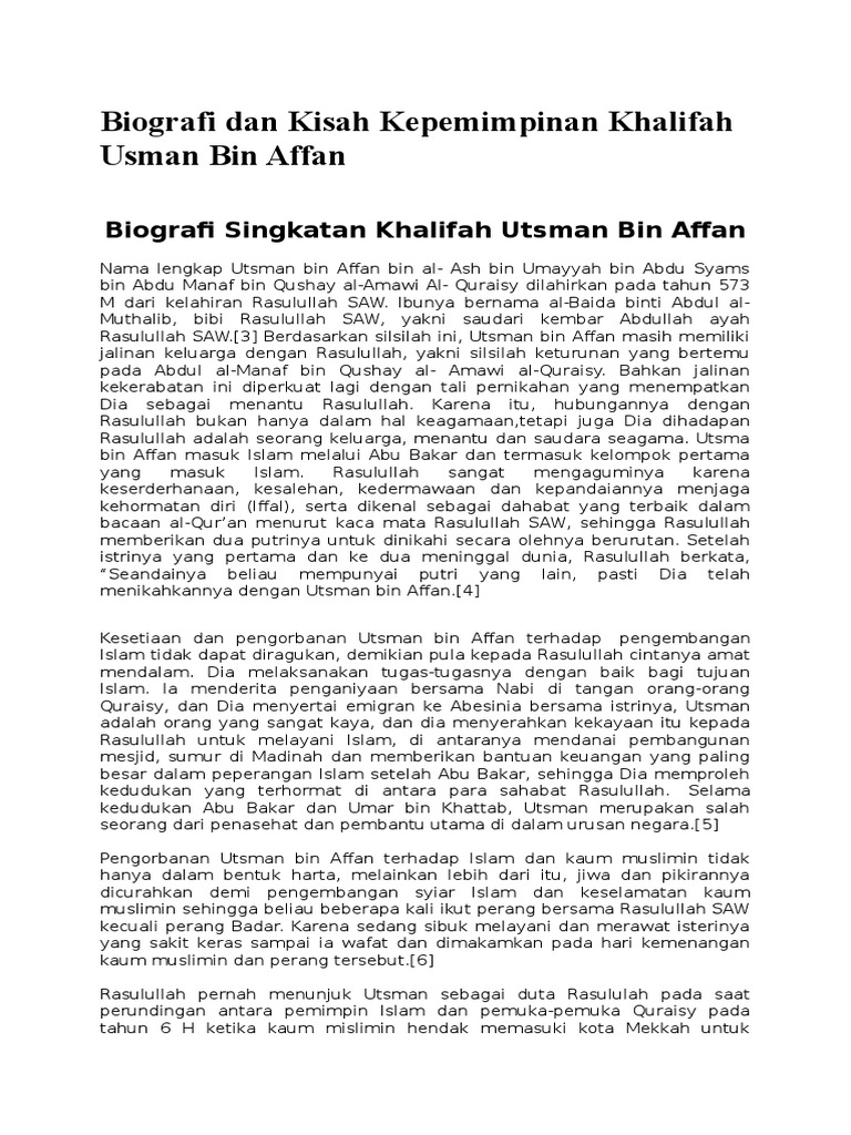 Biografi Dan Kisah Kepemimpinan Khalifah Usman Bin Affan PDF