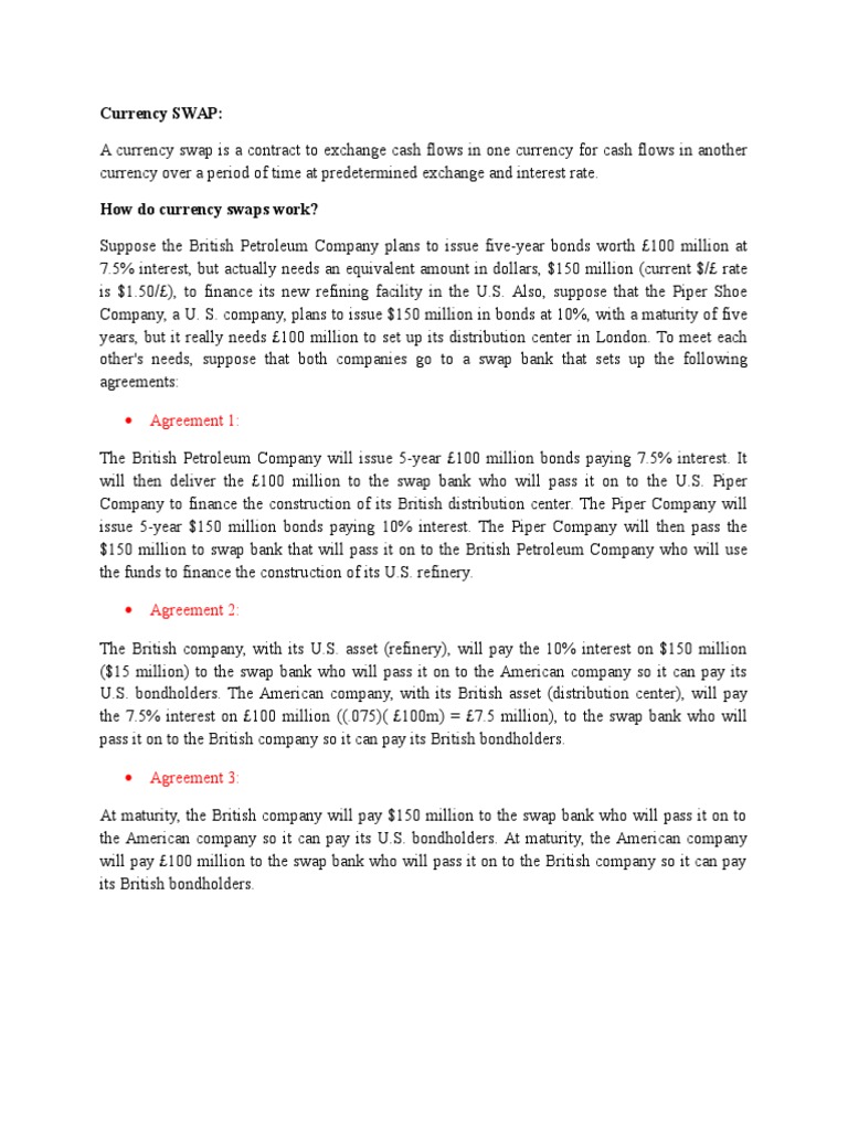 Currency SWAP:: Agreement 1 | PDF